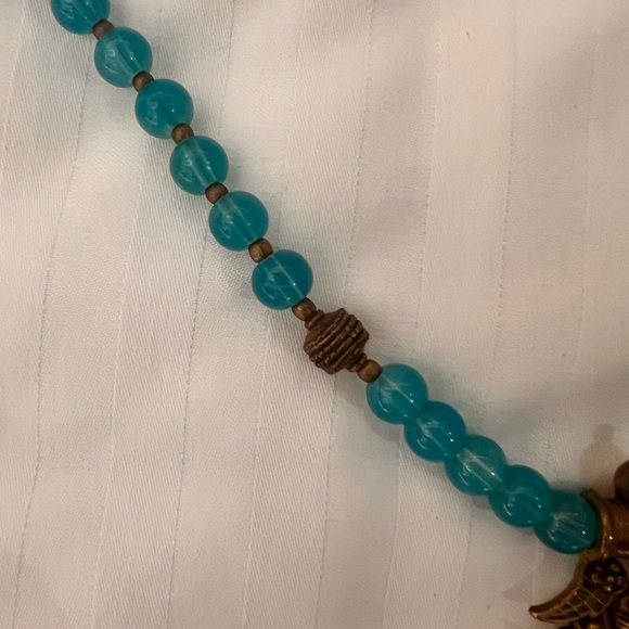 Handmade Egyptian Copper Adjustable Necklace with Fluorite Beads - Picture 3 of 7